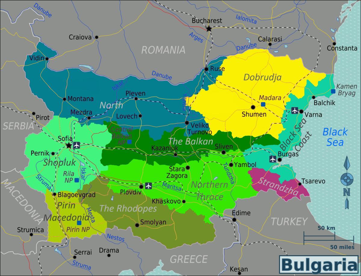 peta dari Bulgaria bandara