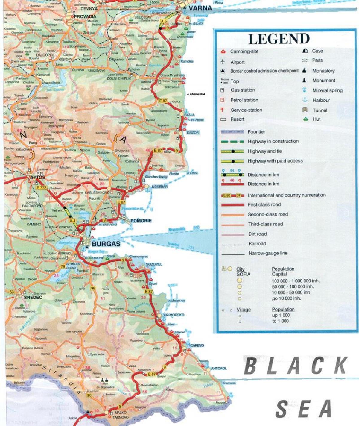 Pantai laut hitam bulgaria peta
