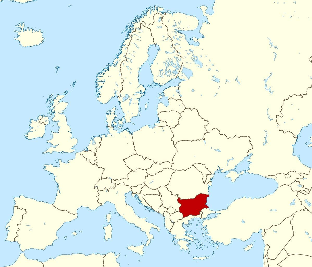 peta dunia yang menunjukkan Bulgaria