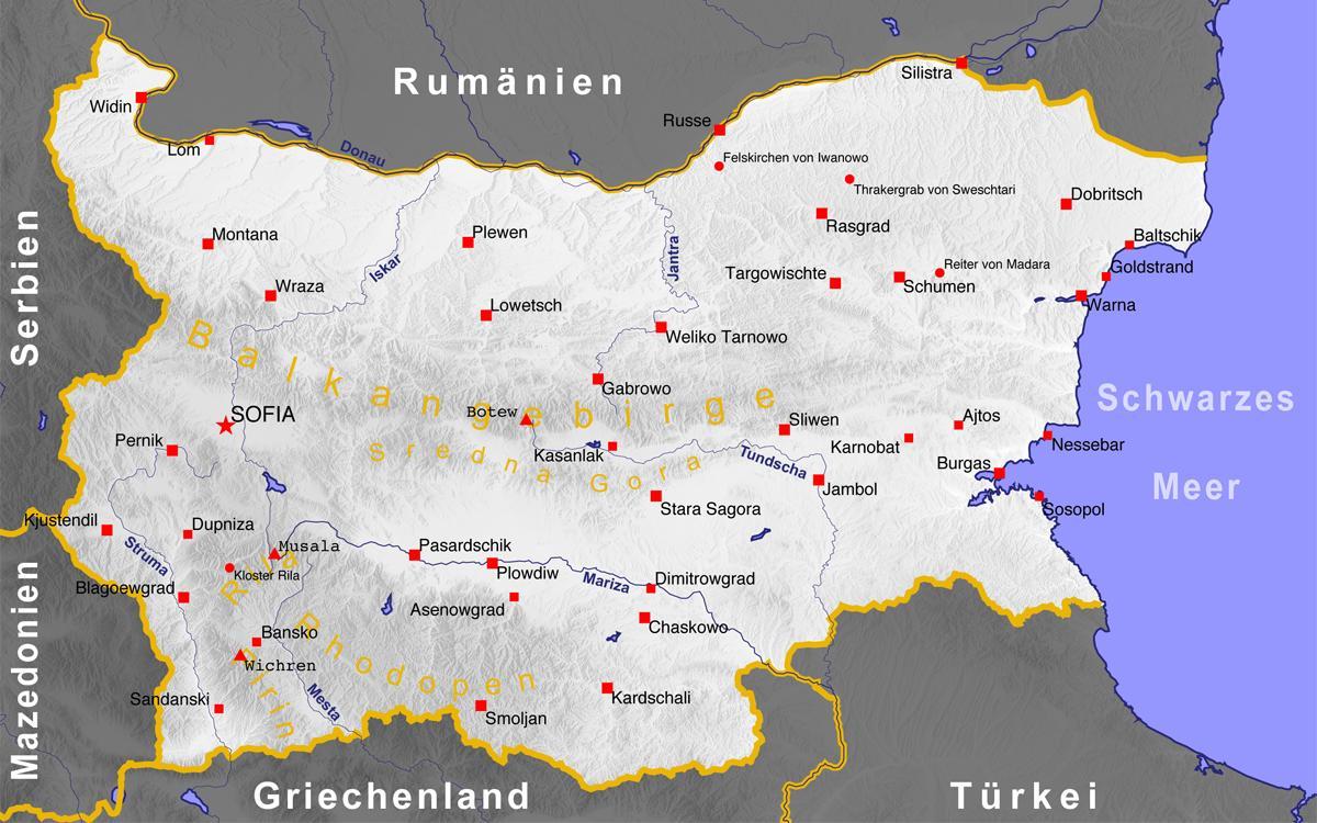 Bulgaria kota-kota di peta