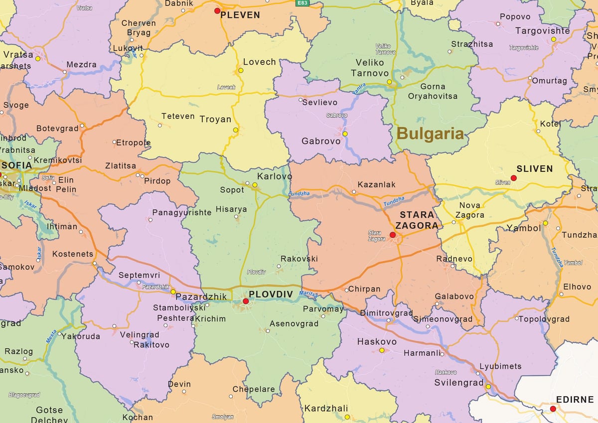 peta dari Bulgaria politik