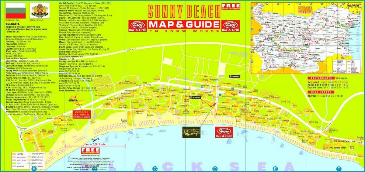 peta wisata dari sunny beach, Bulgaria