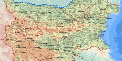 Peta dari peta rinci dari Bulgaria