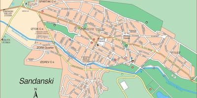 Peta dari sandanski, Bulgaria
